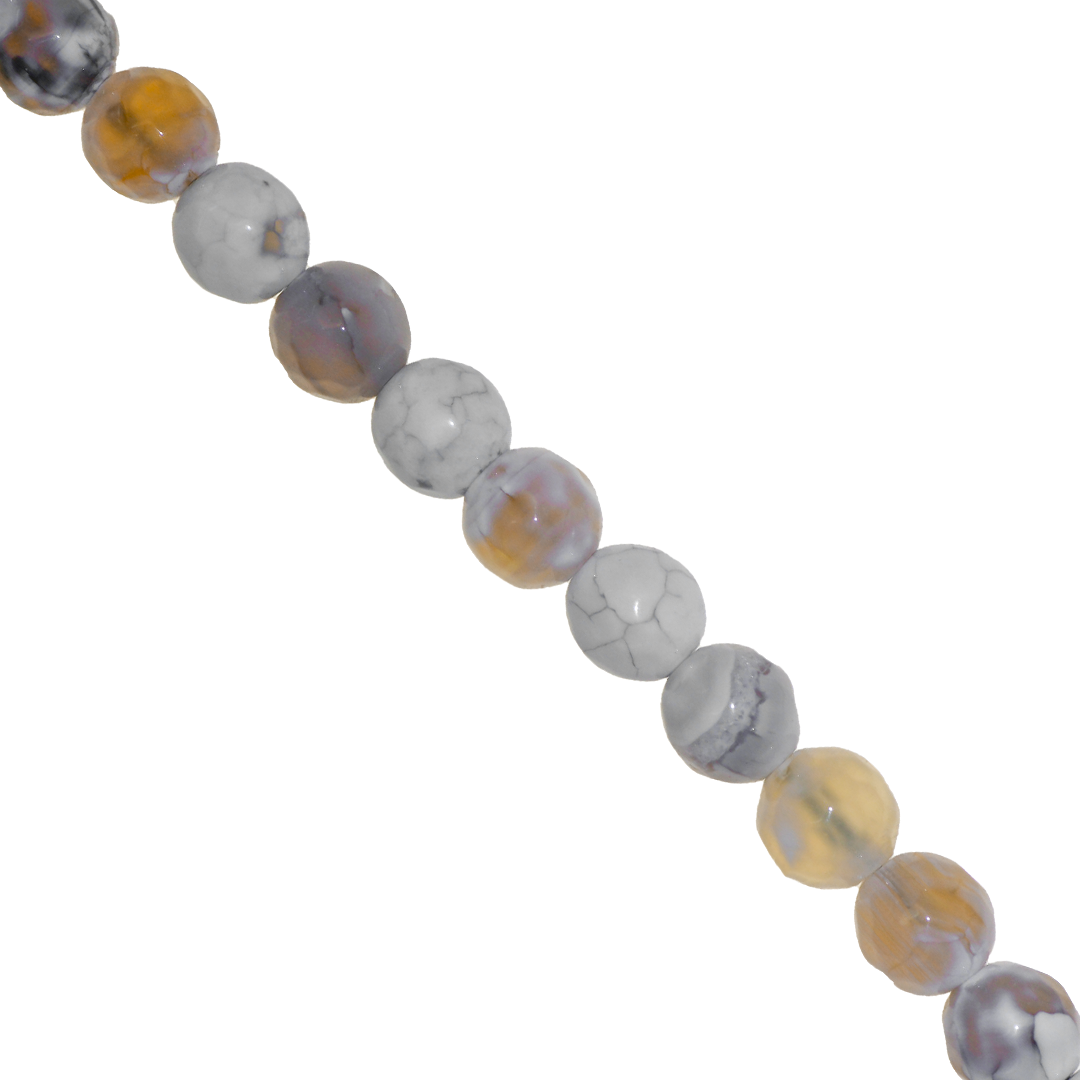 Agate Faceted, Fire Agate, Semi-Precious Stone, 8mm, Approx 46 pcs per strand, Available in Multiple Colours