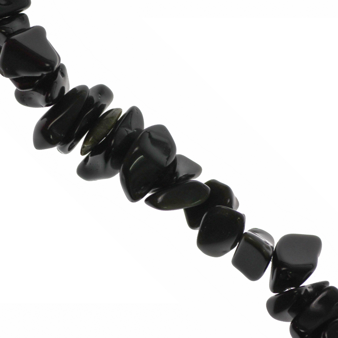 Large Chipped Obsidian, Semi-Precious Stone, Approx 150 pcs per strand