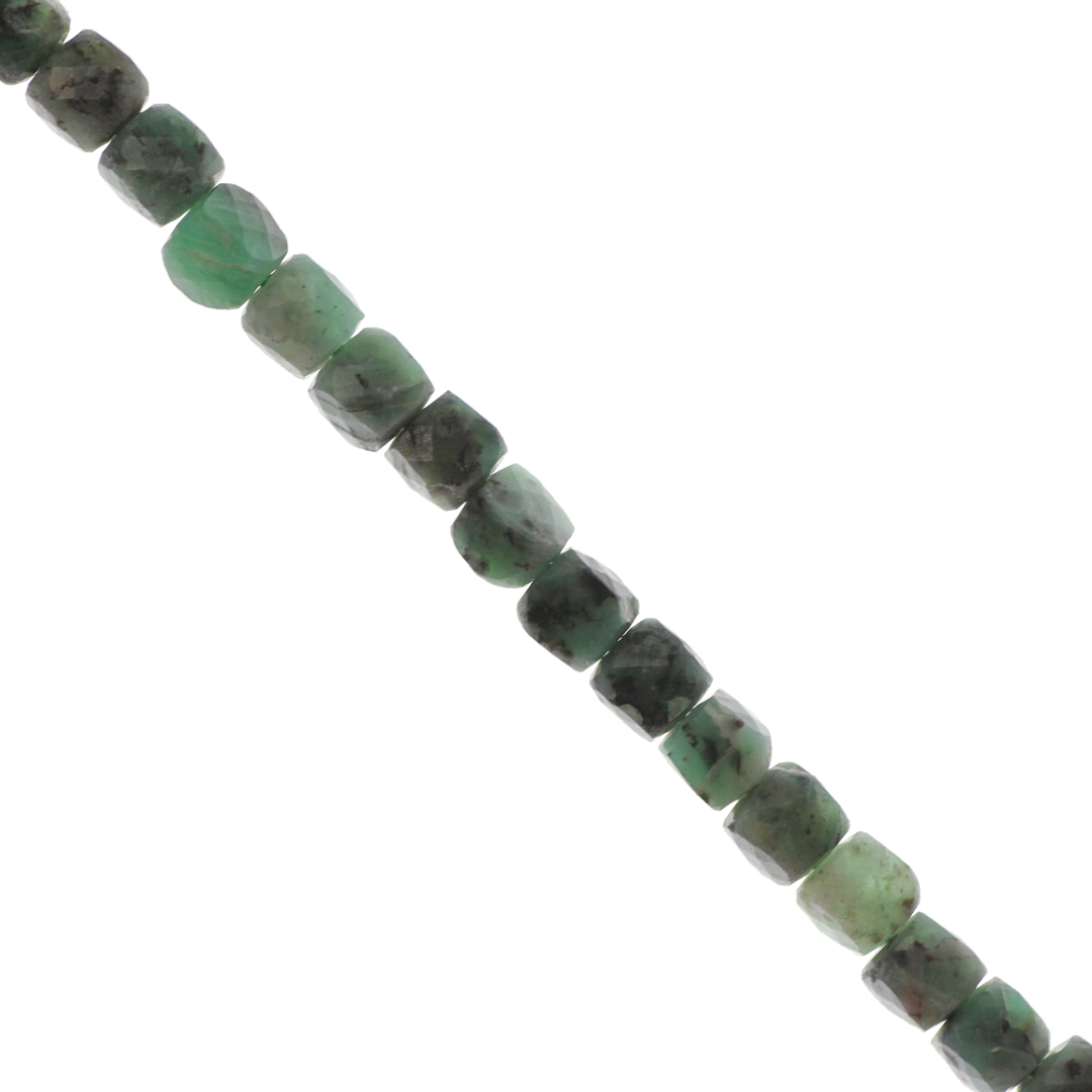 Cube Faceted Emerald, Semi-Precious Stone, 4.5mm, Approx 85 pcs per strand