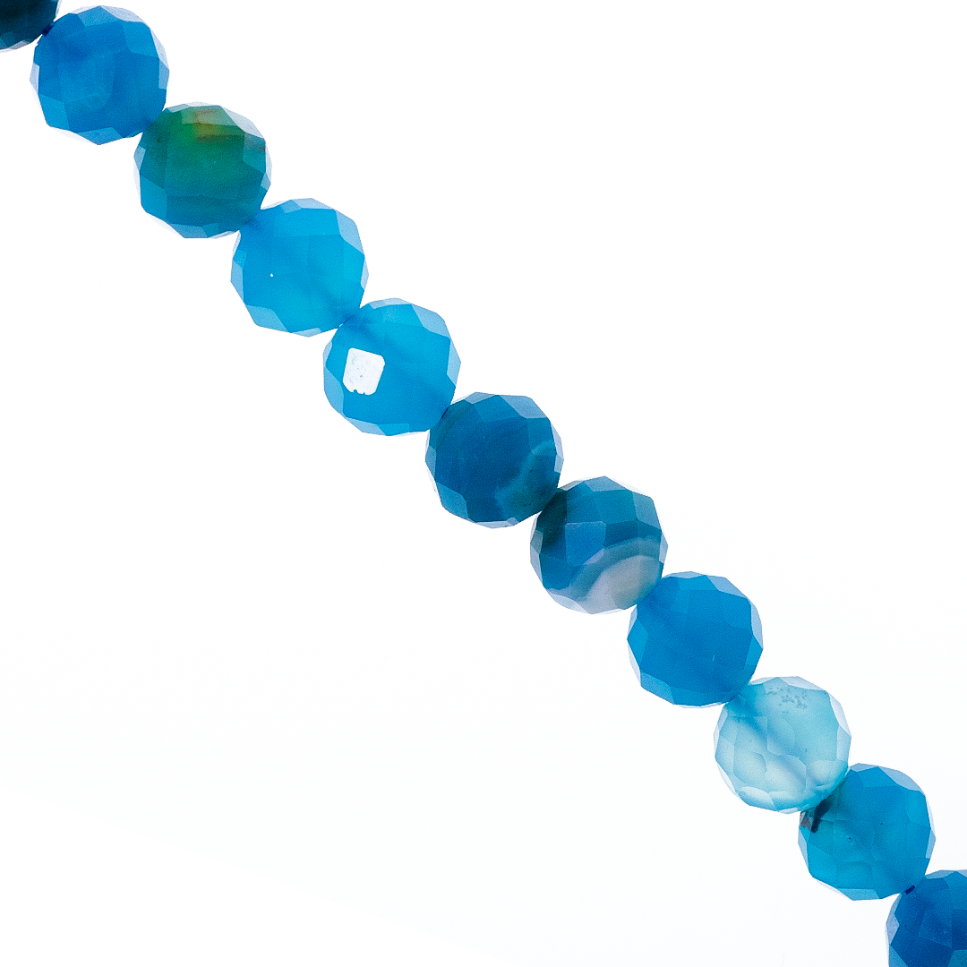 Faceted Blue Banded Agate, Semi-Precious Stone, 8mm, Approx 50+pcs per strand