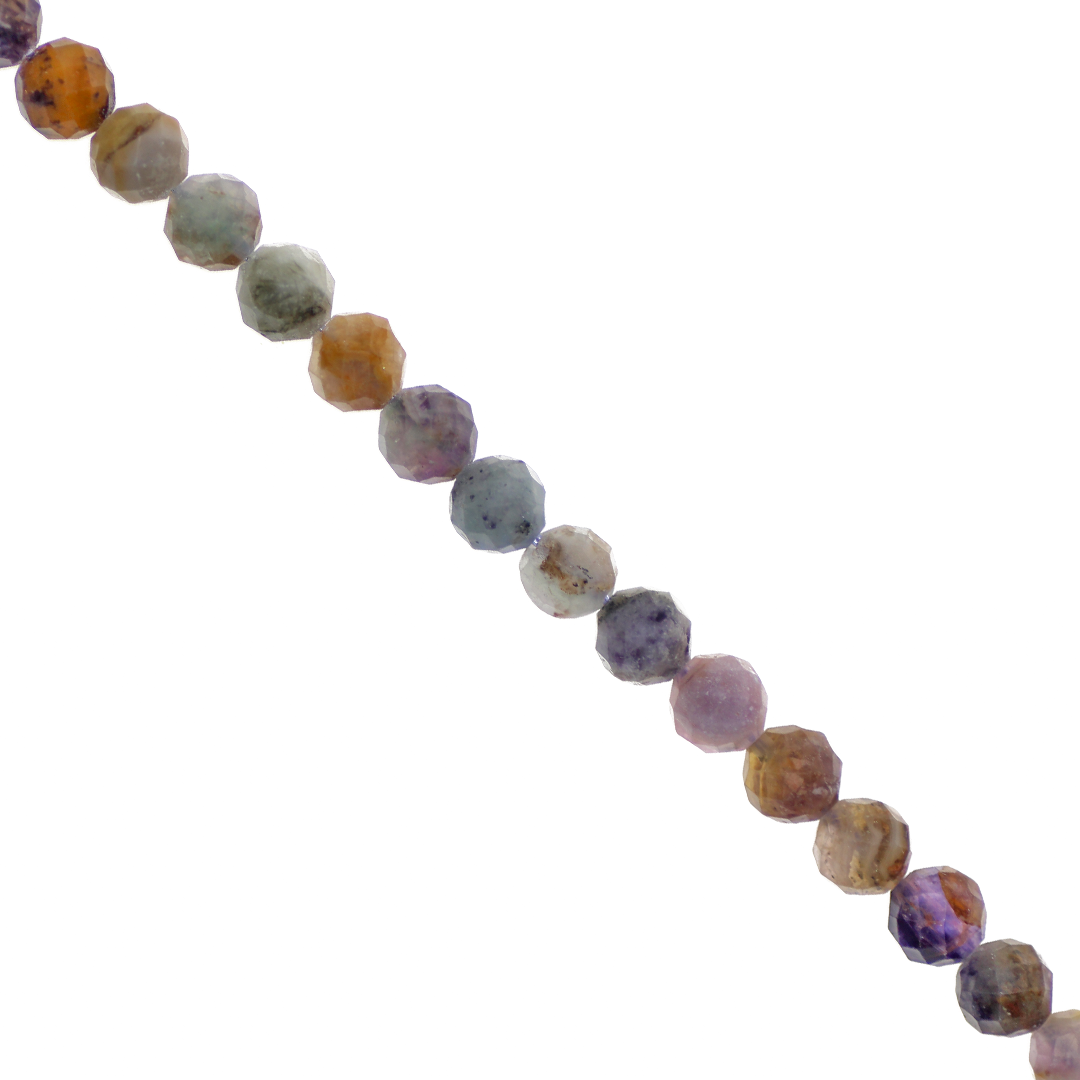 Mixed Gemstones (Fluorite &amp; Jasper), Faceted, Semi-Precious Stone, 7mm, Approx 55 pcs per strand