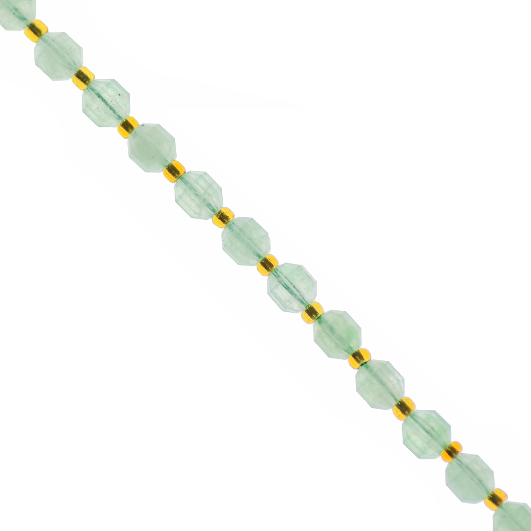 Faceted Hexagon Gemstones with Gold Spacer Bead, 6mm, Available in Various Gemstones