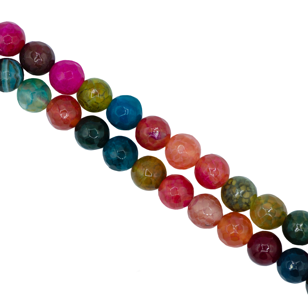 Faceted Mixed Agate Semi Precious Stone Available in Multiple Sizes