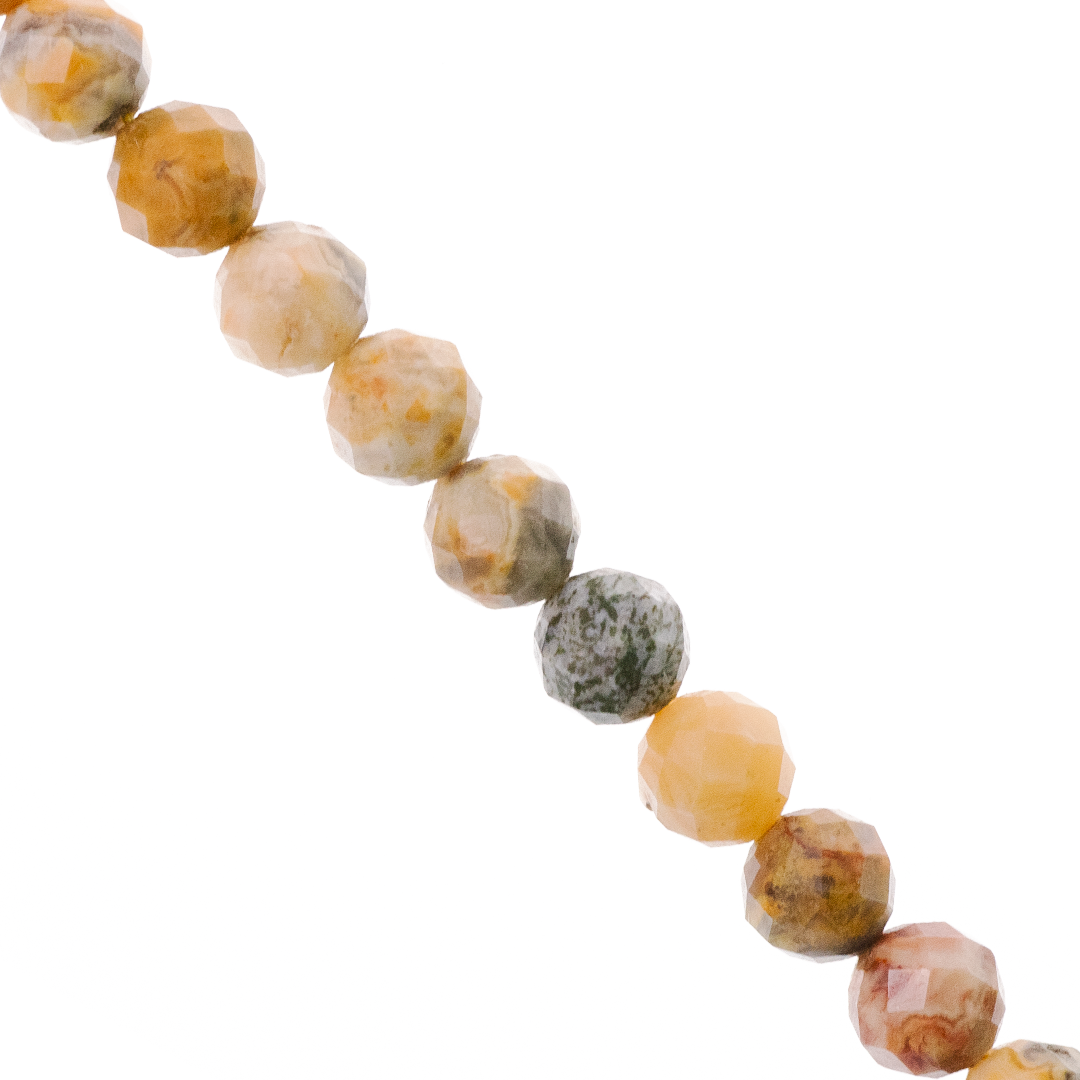 Faceted Earth Tan Mix Agate, Semi-Precious Stone, 8mm, Approx 48+pcs per strand