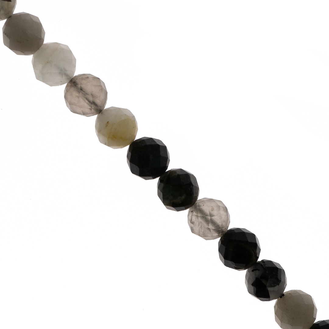Faceted Quartz Rutilated, Semi-Precious Stone, 8mm, Approx 48+pcs per strand