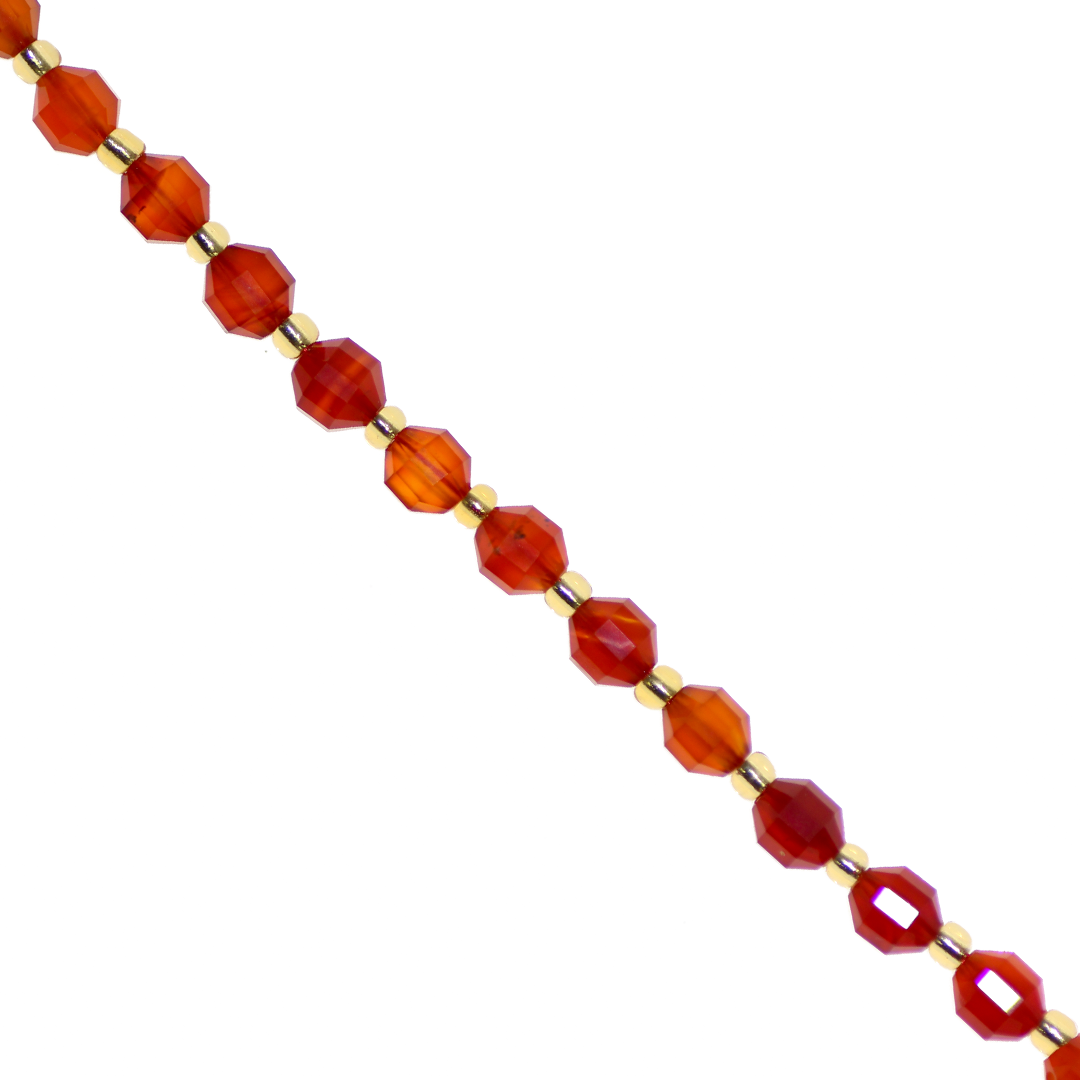 Faceted Hexagon Gemstones with Gold Spacer Bead, 6mm, Available in Various Gemstones