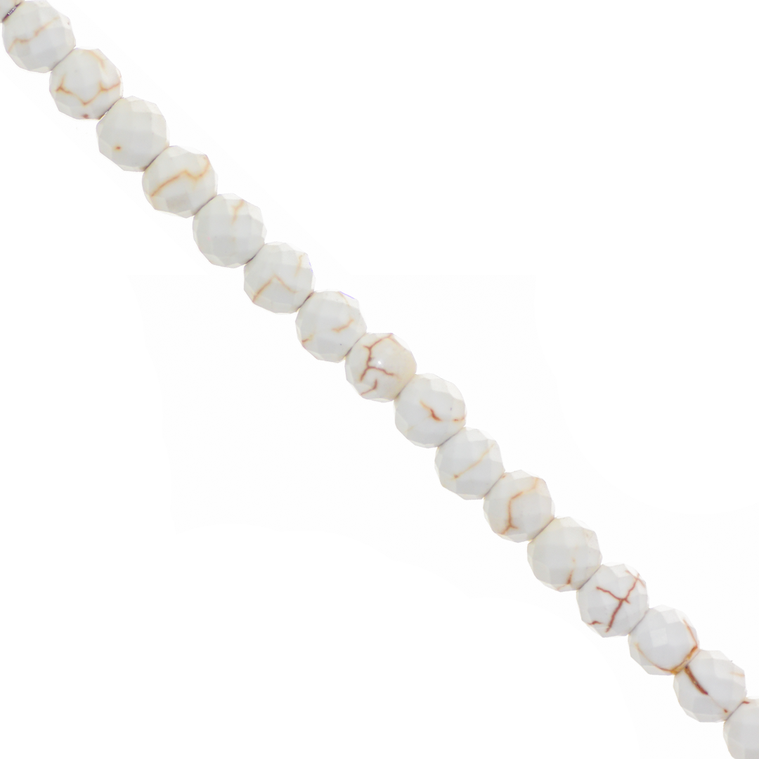 Faceted Off-White Turquoise, Semi-Precious Stone, 5mm, Approx 78 pcs per strand