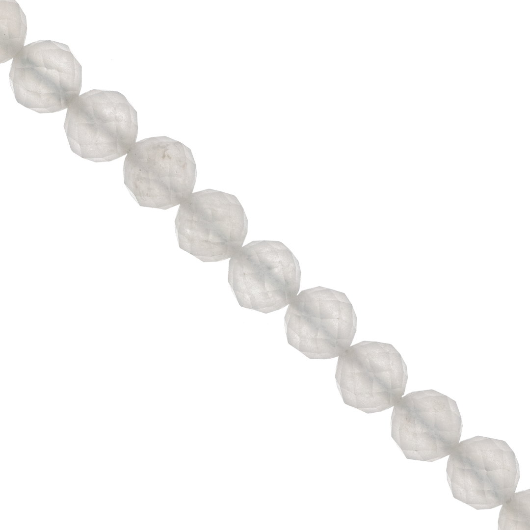 Faceted White Jade, Semi-Precious Stone, 8mm, Approx 49+ pcs per strand
