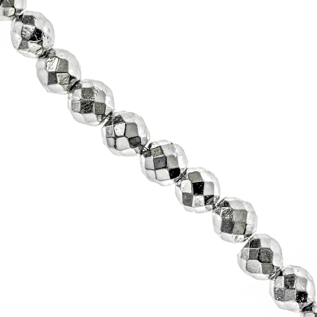 Hematite, Round, Faceted, Plated, Available in Multiple Sizes and colours