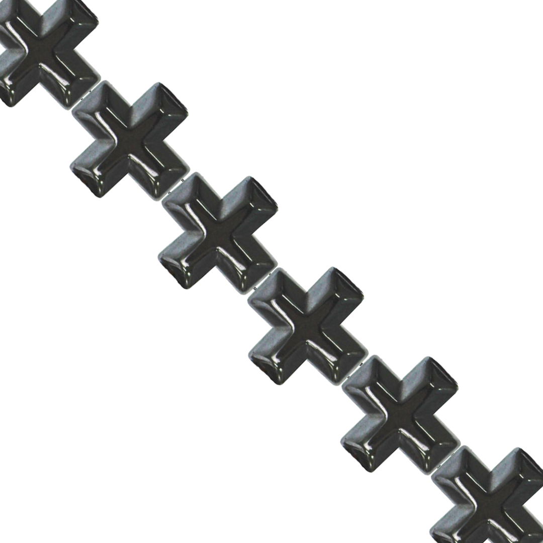 Hematite, Cross, Semi-Precious Stone, 10mm, Approx 40 pcs per strand