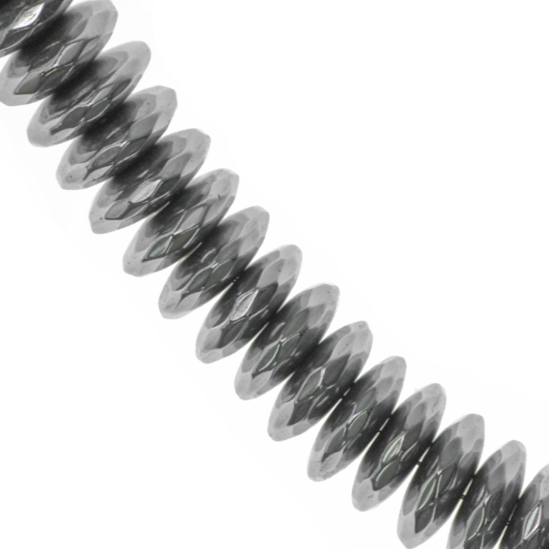 Hematite, Faceted, Rondelle, Silver, Plated, Available in Multiple Sizes