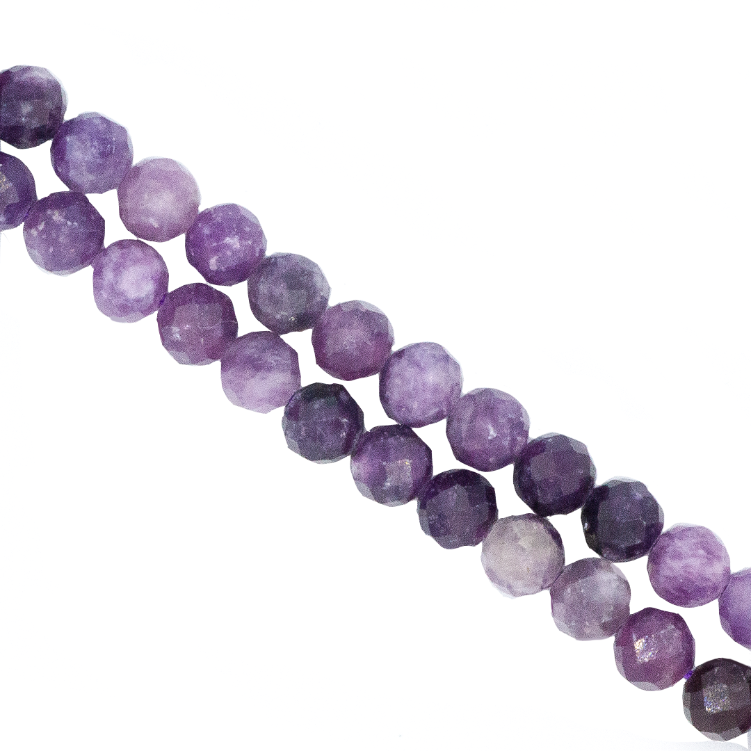 Faceted Purple Lepidolite, Semi-Precious Stone, 6mm, 68 pcs per strand