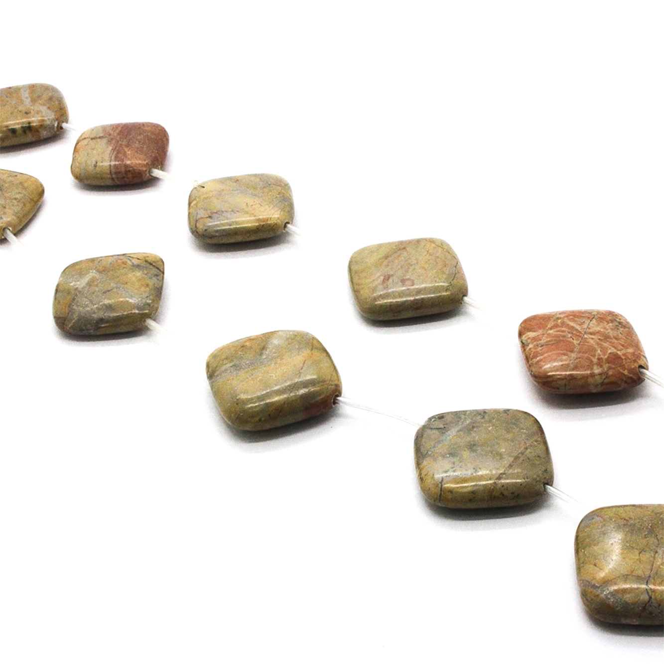 Dendritic Jasper, Semi-Precious Stone, Diamond Shape, 30mm, 2 pcs per bag