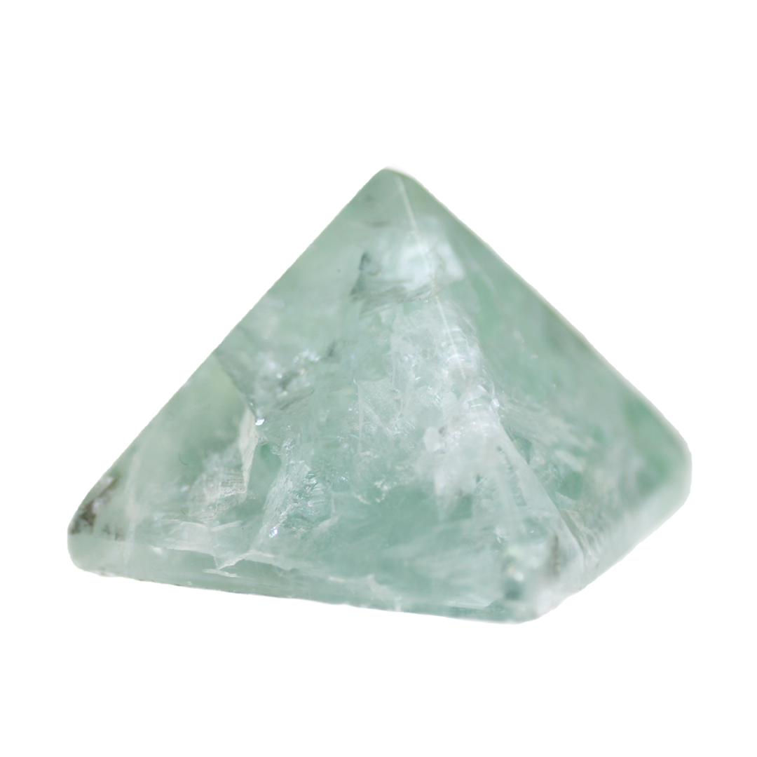 Pyramid Fluorite Stone, Semi-Precious Stone, 31mm x 41mm - 1 pc