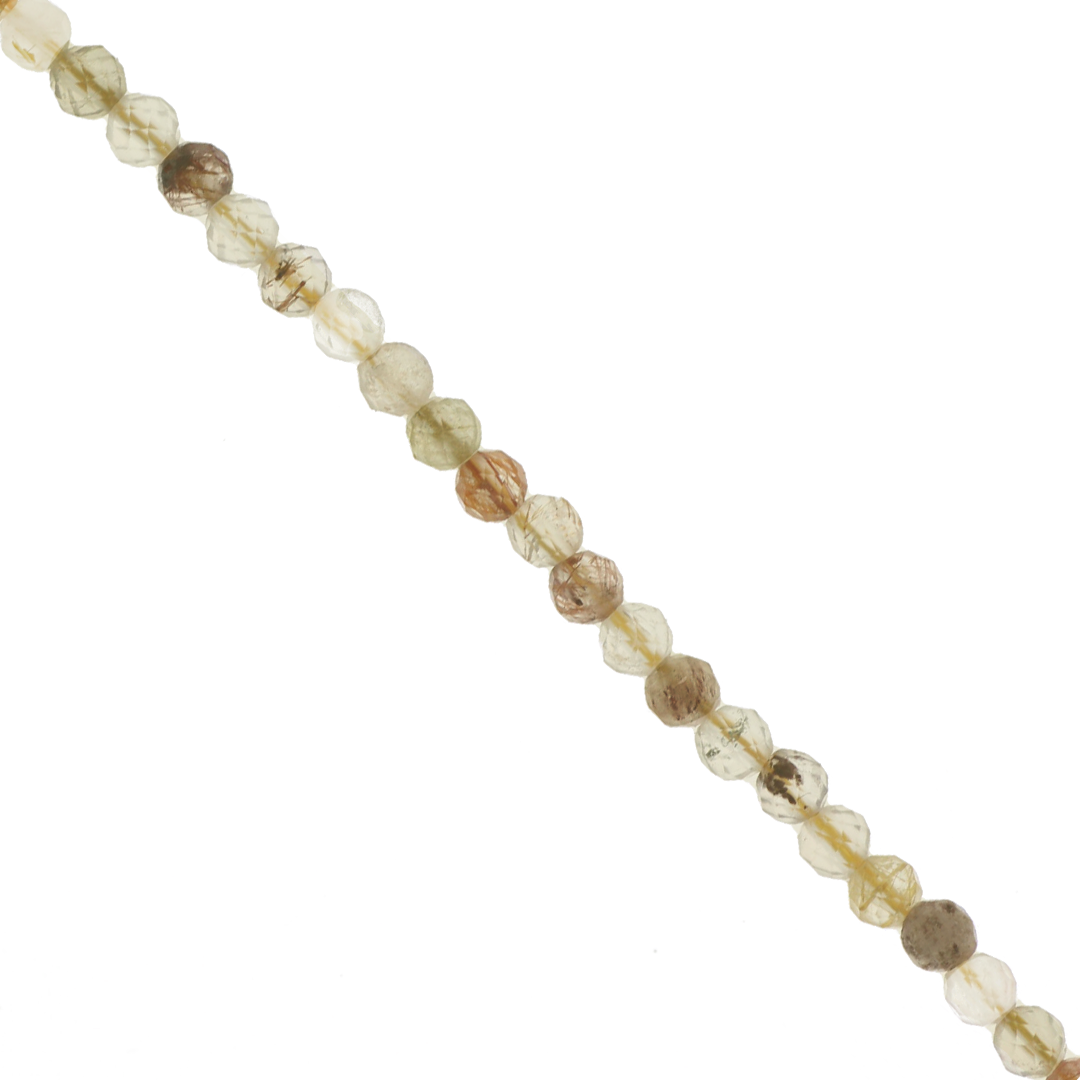 Faceted Mix Rutilated Quartz, Semi-Precious Stone, Available in 2 sizes