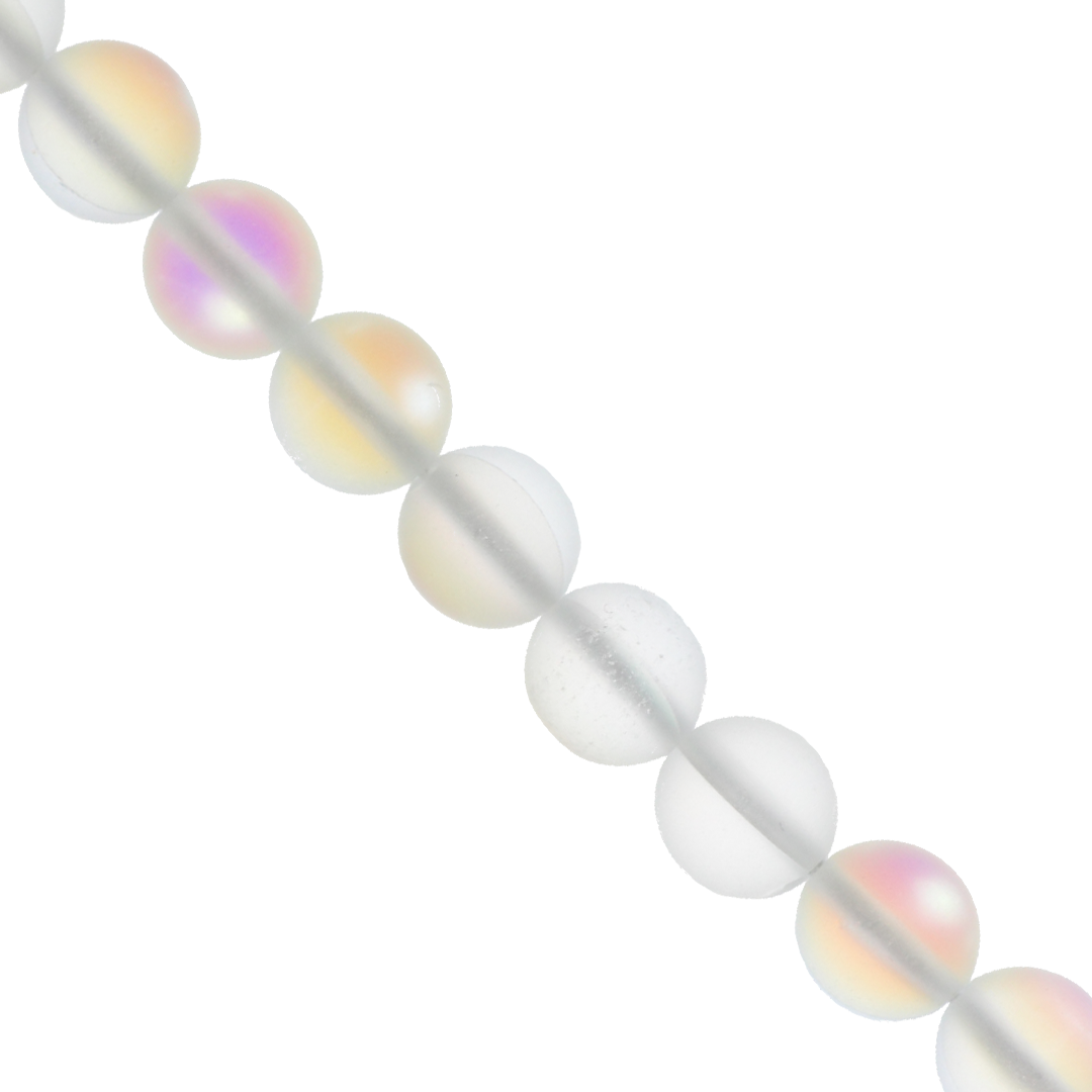 Synthetic Matte Mystic Aura Quartz, 10mm, 38 pcs per strand, Available in 9 Colours