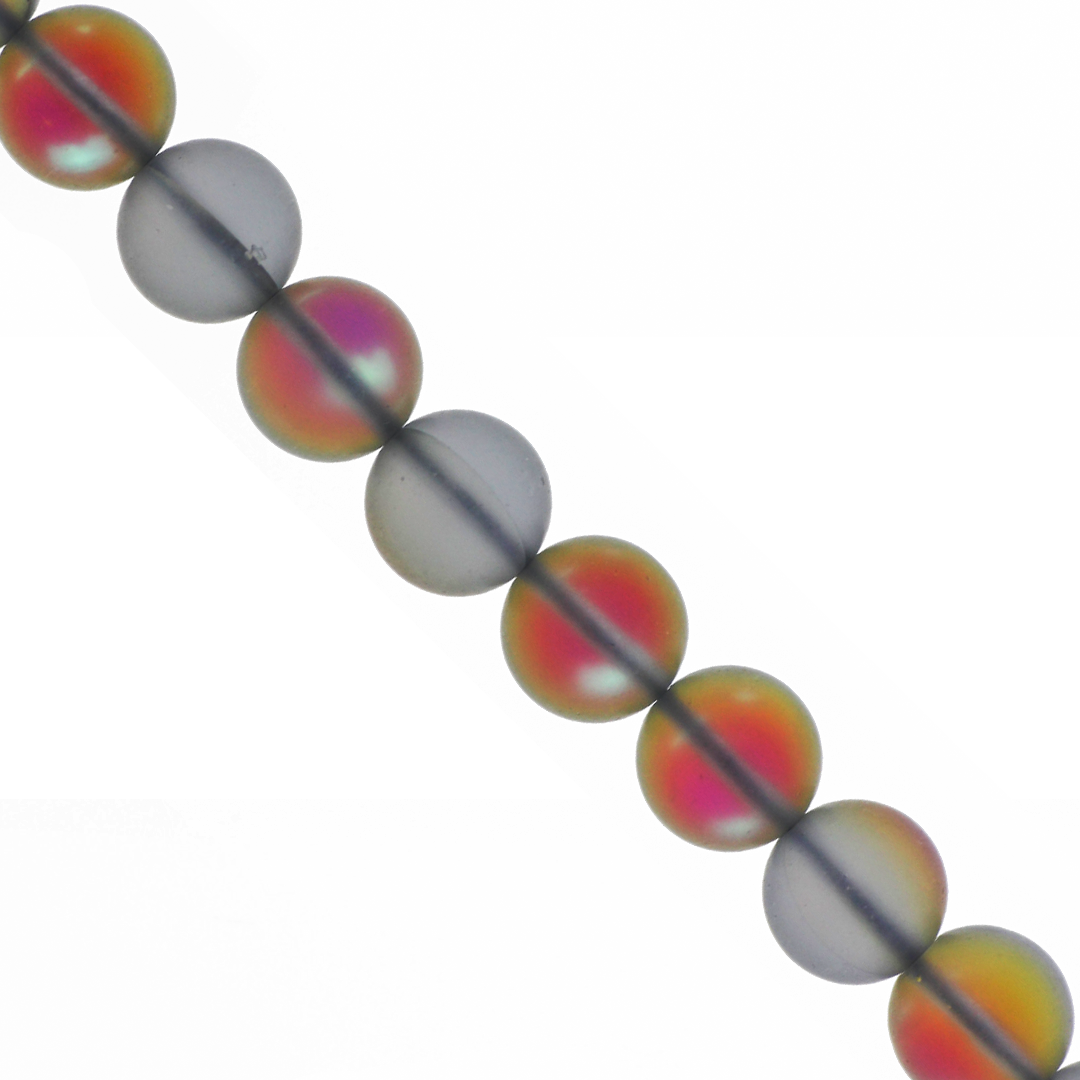 Synthetic Matte Mystic Aura Quartz, 6mm, Approx 60 pcs per strand, Available in 9 Colours
