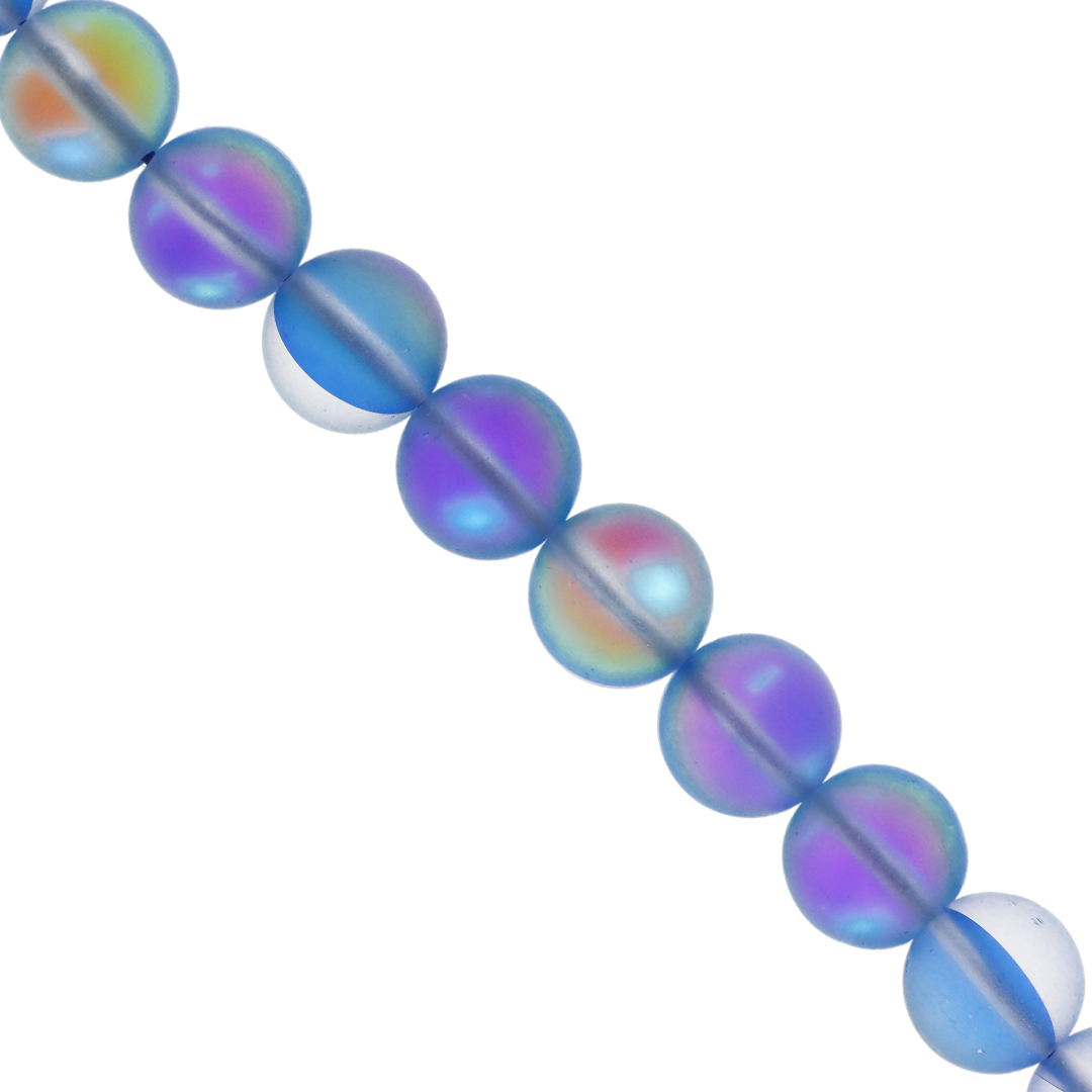 Synthetic Matte Mystic Aura Quartz, 8mm, 46 pcs per strand, Available in 9 Colours