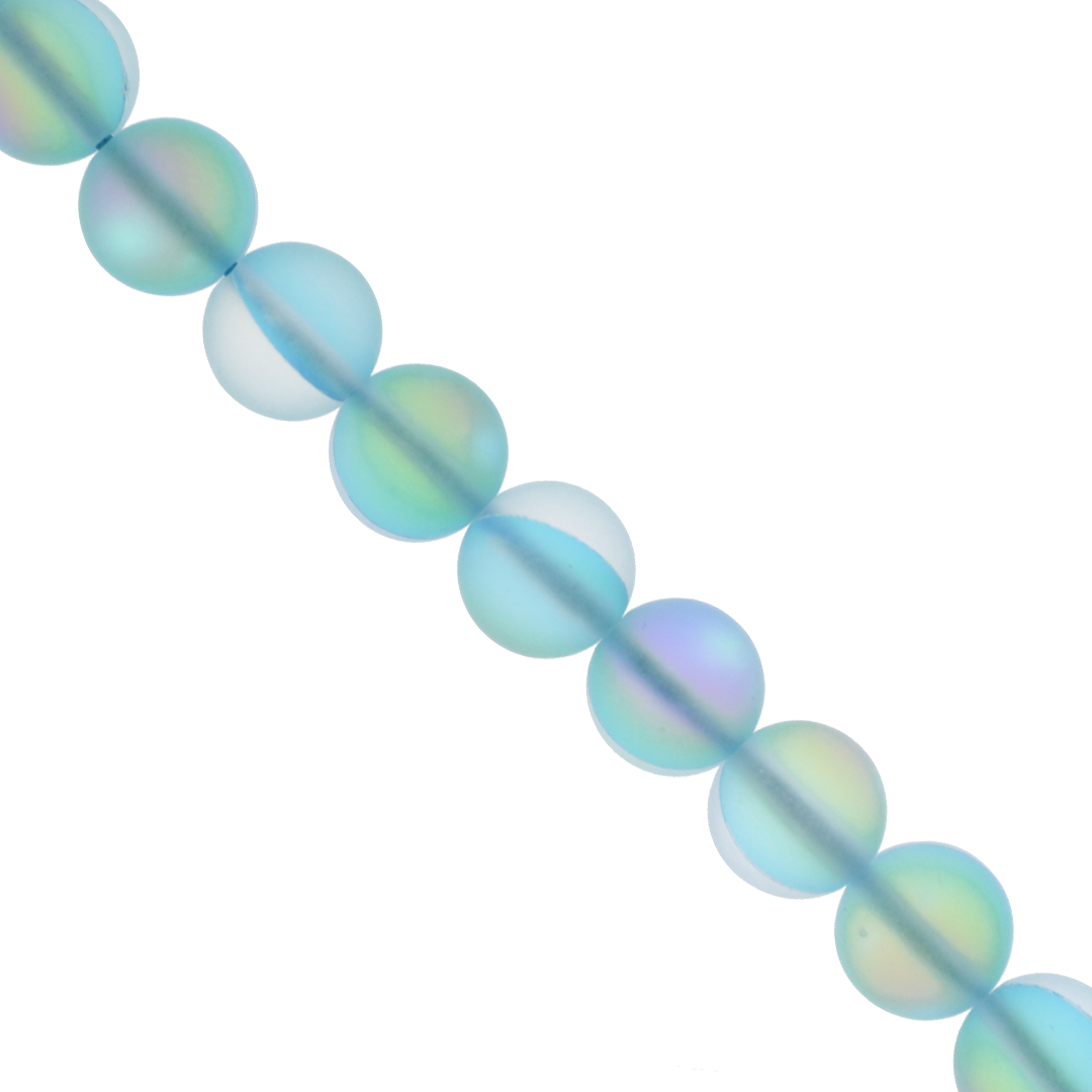 Synthetic Matte Mystic Aura Quartz, 8mm, 46 pcs per strand, Available in 9 Colours