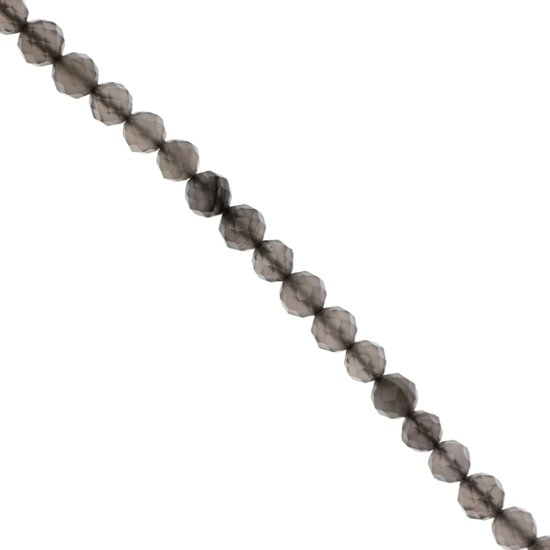 Faceted Obsidian Silver, Semi-Precious Stone, 2.5mm, Approx 155 pcs per strand