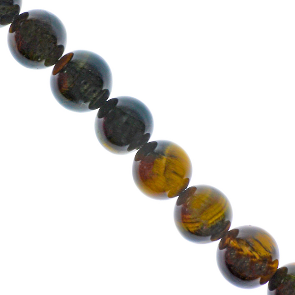 Handmade 12mm Yellow & Blue Tiger's Eye Gemstone Bead Necklace – 18 Inch, Choker Style