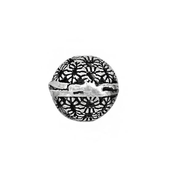Bead, Filigree Round Bead, Sterling Silver, 6mm x 0.7mm, 1pc