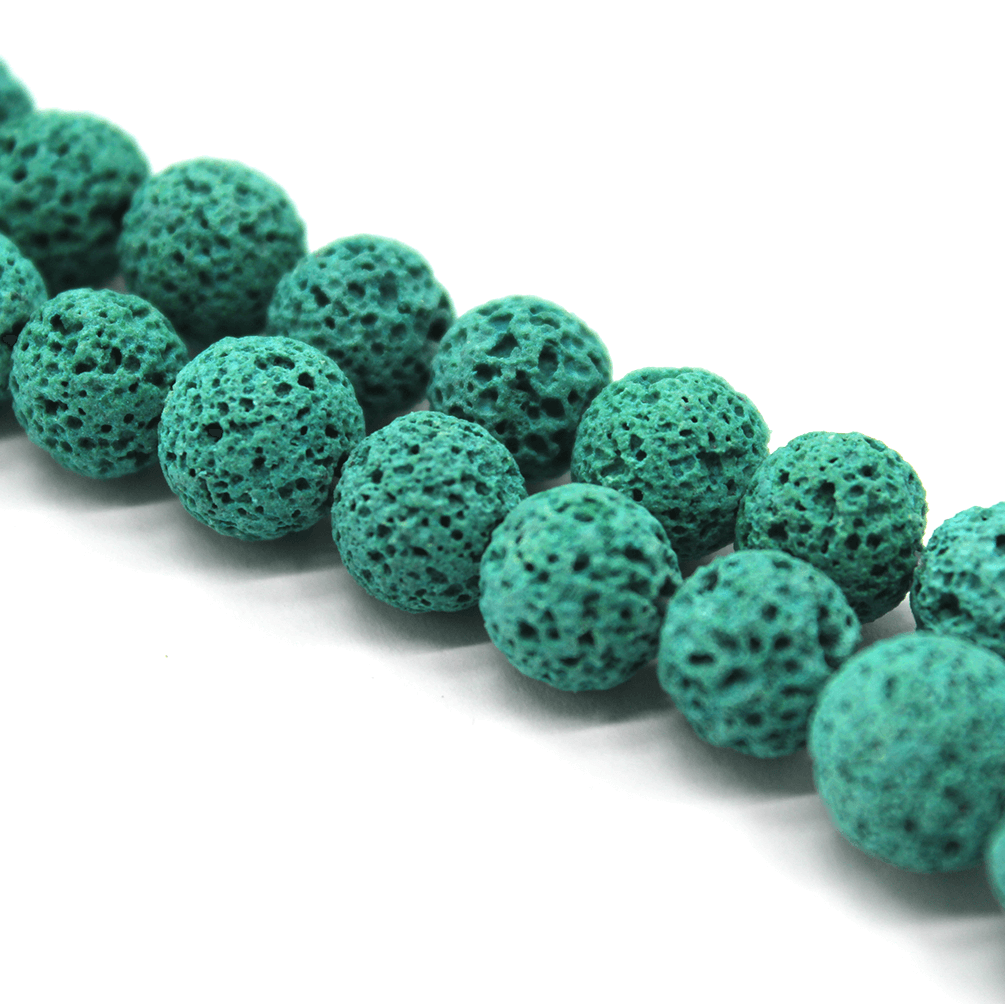 Sea Green Lava Stone, Semi-Precious Stone, 8mm, 45 pcs per strand