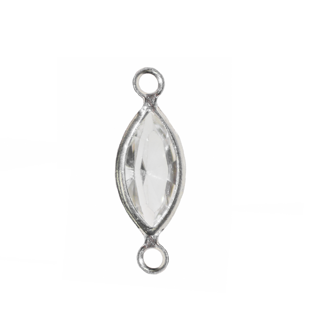 Swarovski, Navette Channel, 10mm x 5mm, Crystal, Sterling Silver, 4 pcs/bag