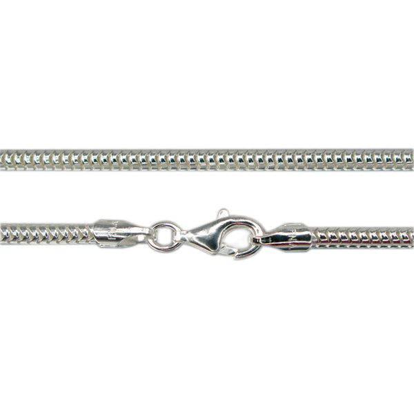 Chain, Smooth Snake, Sterling Silver, 14inch - 1pc