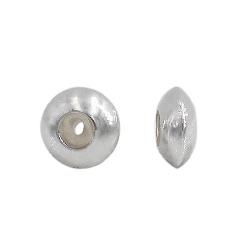 Bead, Rondelle w/ Silicone, Sterling Silver, 7.5mm, 1pc