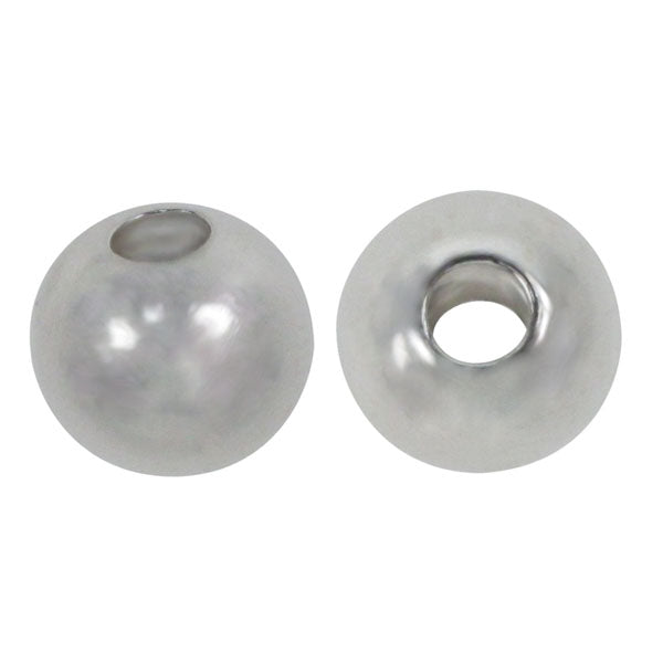 Bead, Sterling Silver, Plain Ball, - 8mm/3mm hole - 2pc