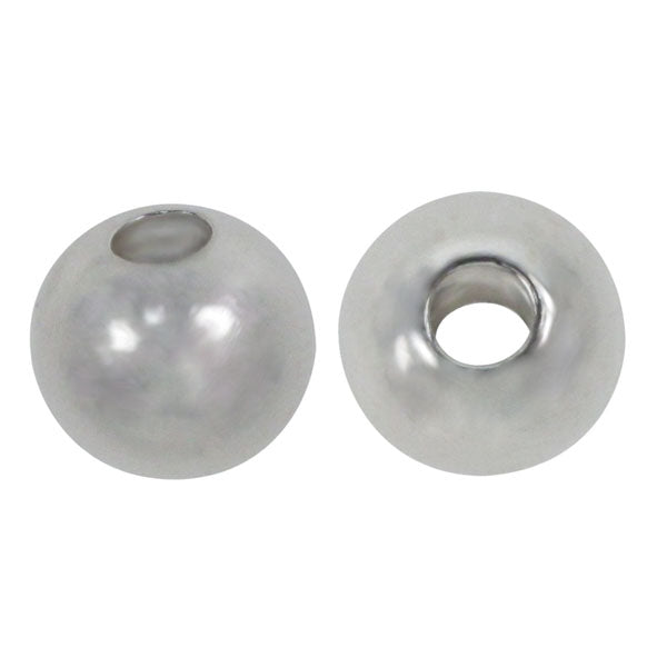 Bead, Sterling Silver, Round Bead, 6mm/2.4mm hole, 2pcs