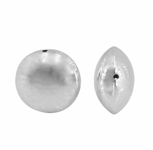 Bead, Flat Round Disk Bead, Sterling Silver, 12mm x 7mm, 1pc