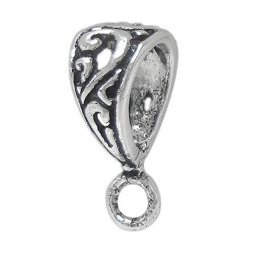 Bail, Oxidized Plated on Sterling Silver, 11mm X 6mm X 4mm (loop) - 1pc - Butterfly Beads