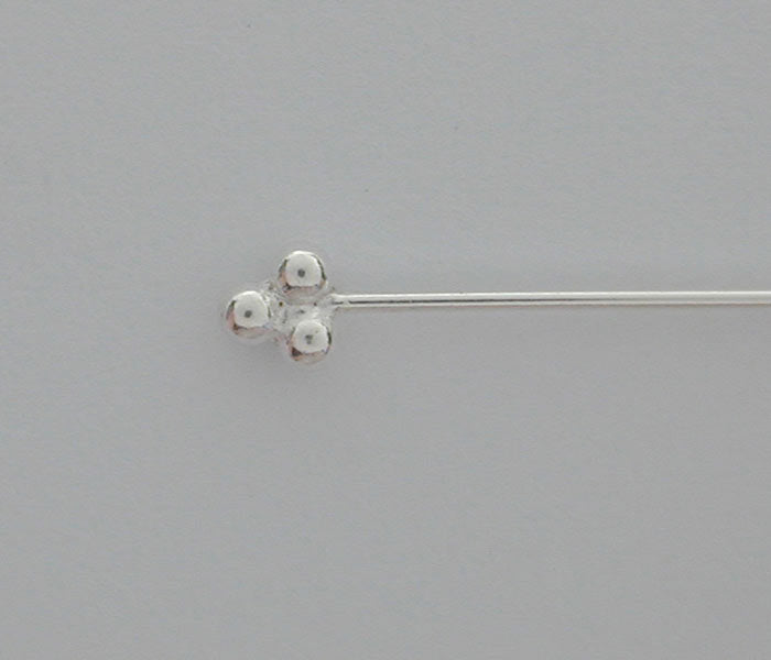Head Pin, Sterling Silver, 1 inches, 24 Gauge,  4pc