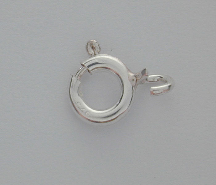 Sterling silver with rhodium, spring clasp with open ring