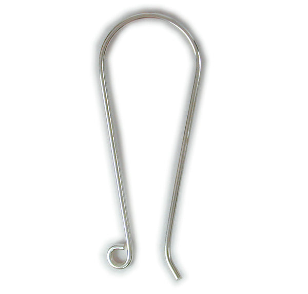 Earring, Sterling Silver, Ear Wire, 36mm x 14mm x 0.5mm, 1 pair