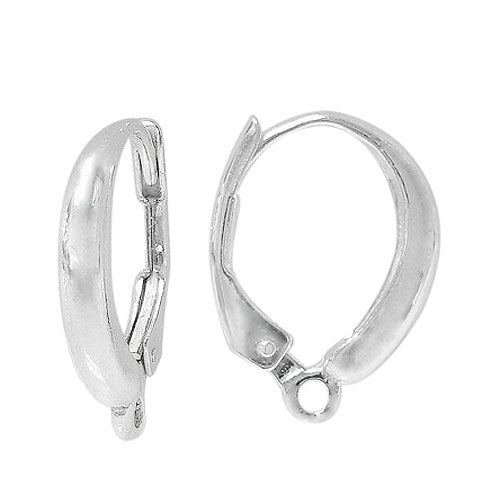 Earring, Sterling Silver, lever back w/3mm loop - 16mm X 12mm X 2.5mm - 1 pair