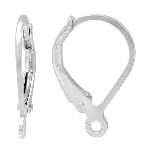 Earring, Sterling Silver, Leverback w/1mm loop - 16mm x 9mm - 1 pair