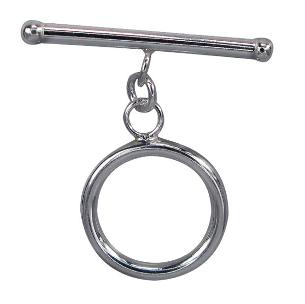 Toggle, Sterling Silver, Round, Loop 14mm, Bar 27mm , 1pc