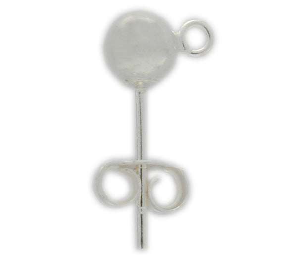 Earring, Sterling Silver, Stud w/ Backing - 5mm x 11mm - 1 pair