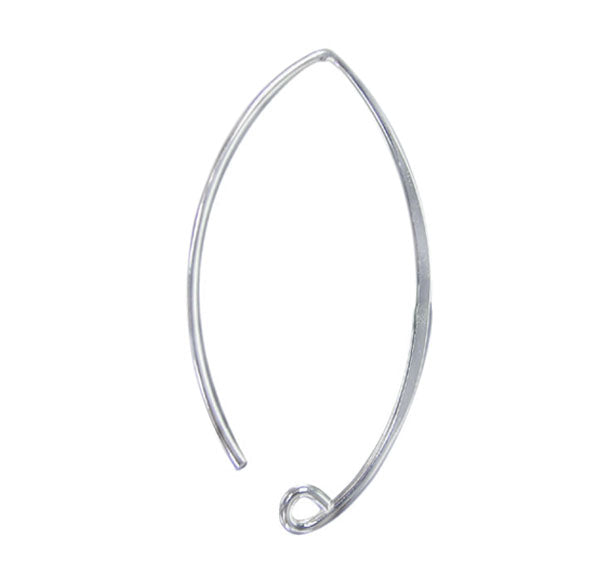 Earring, Sterling Silver, Smooth Shepherds Hook - 46mm L x 24.5mm W, 1 pair