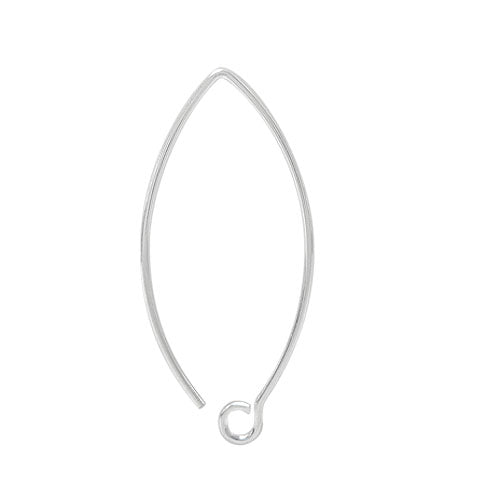 Earrings, Sterling Silver, V Shape Ear Wire, 39mm x 20mm x 0.5mm, 1 pair