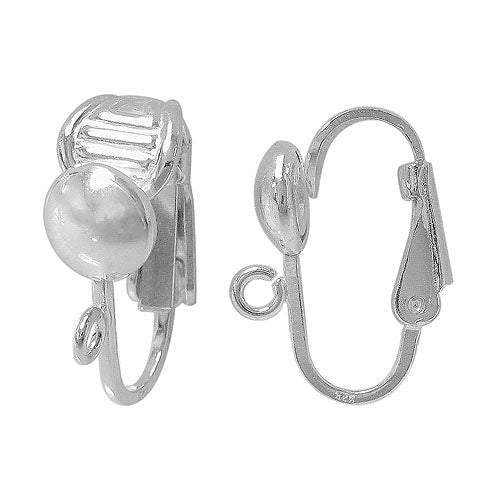 Earrings, Sterling Silver, Clip on Earring, 16mm x 12mm, Sold Per pkg of 1 pair