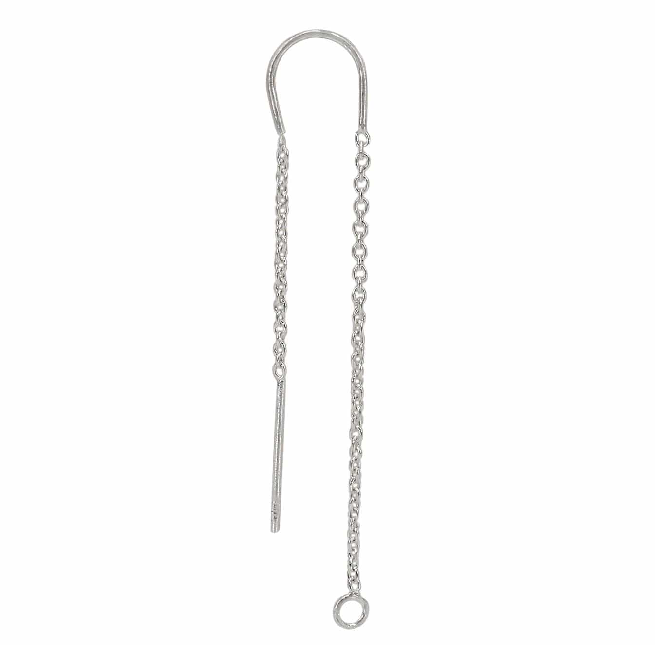 Earrings, U-Threader Earring Component, Sterling Silver, 1mm Cable Chain, 3mm loop - 1 pair