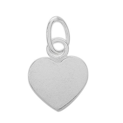 Charm, Flat Heart, Sterling Silver, 7mm x 7mm x 1mm, 1 pc