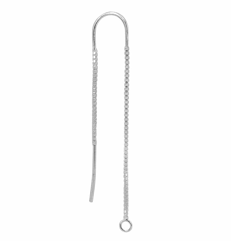 Earrings, U-Threader Earring Component, Sterling Silver, 1mm Box Chain, 3mm loop - 1 pair