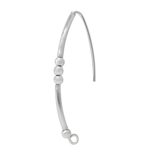 Earrings, V Shaped Ear Wire, Sterling Silver, 36mm x 12mm, Sold Per pkg of 2