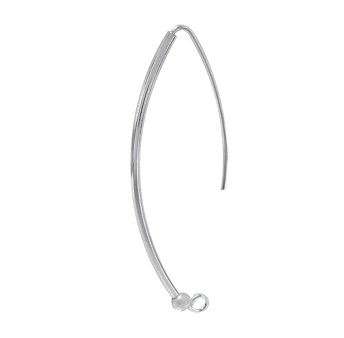 Earring, Sterling Silver, Shepherds Hook w/Ball Bead- 43mm x 14mm x 1.5mm - 1 Pair