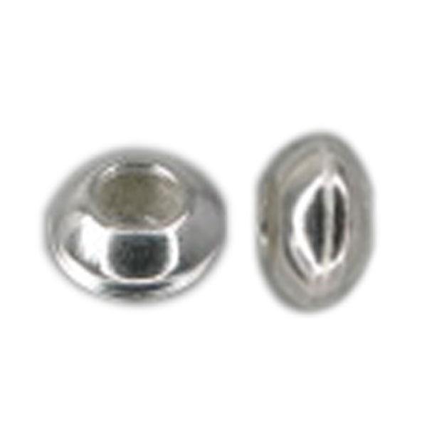 Bead, Sterling Silver, Flat Shiny Bead - 2.5mm/1.5mm - 10pc - Butterfly Beads